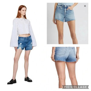 Frame Le Bridgette High Rise Cutoff Denim Stretch